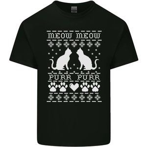 Christmas Cat Meow Purr Funny Xmas Mens Cotton T-Shirt Tee Top